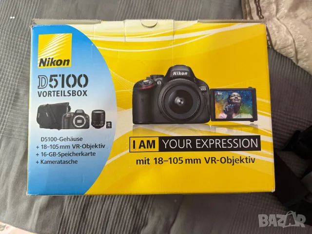NIKON D5100 + NIKKOR 18–105mm VR | ПЪЛЕН КОМПЛЕКТ | ОРИГИНАЛНИ КУТИИ