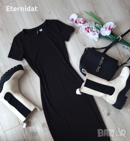 Черна рокля рипс по тялото H&M , снимка 2 - Рокли - 42782813