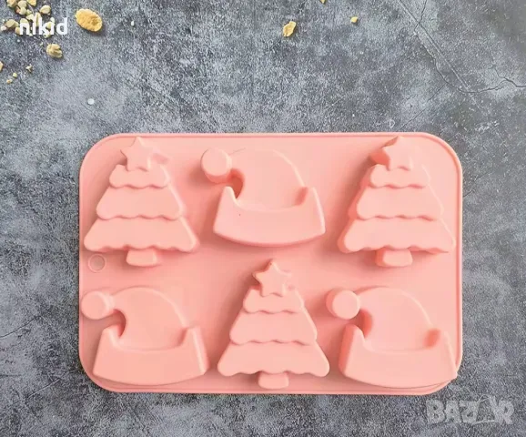 Елха Коледна шапка Коледен силиконов молд дълбоки форма фондан шоколад гипс сапун , снимка 4 - Форми - 30375361