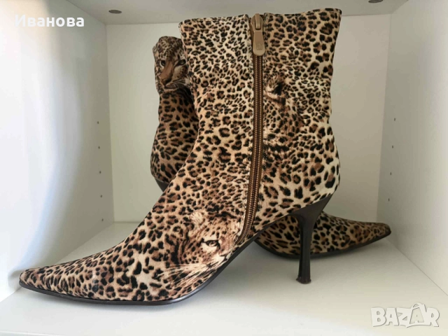 Токчета боти леопардов принт пролет, есен, зима, снимка 2 - Дамски боти - 52587597