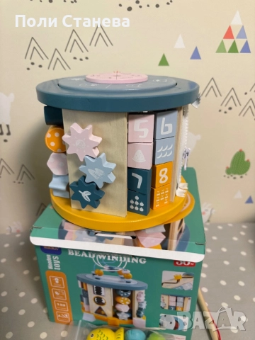 11 в 1 Дървен Монтесори интерактивен куб, снимка 3 - Образователни игри - 52612483