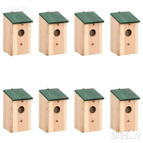 vidaXL Къщички за птички, 8 бр, дървени, 12x12x22 см