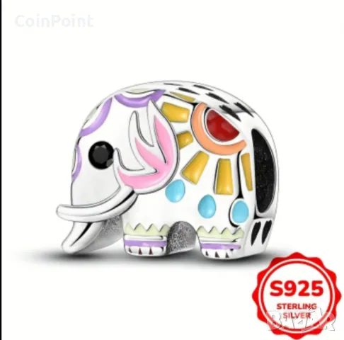 Сребърен талисман слонче за Пандора , снимка 2 - Гривни - 49229489