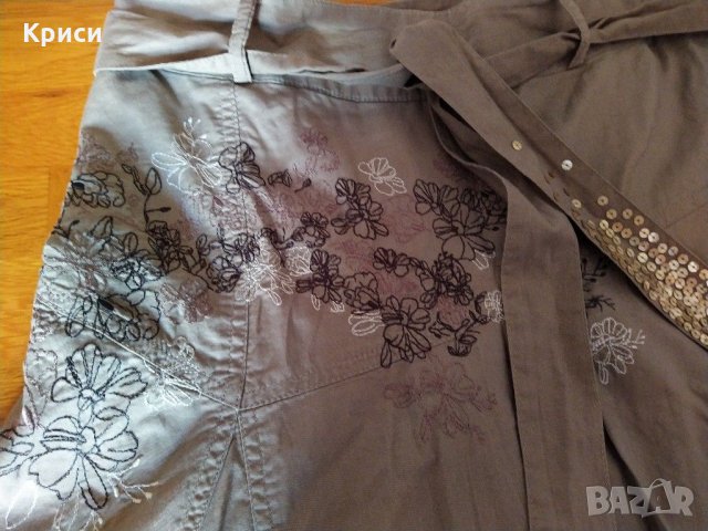 Пола с бродерия и колан с пайети, размер S, снимка 4 - Поли - 30688698