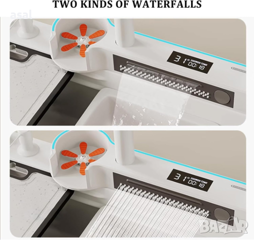 Луксозна бяла мултифункционална кухненска мивка с двоен водопад, снимка 12 - Мивки - 44729287