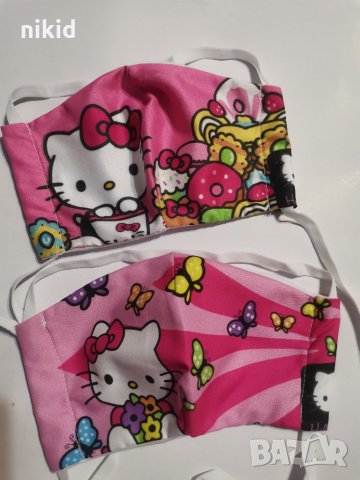 Hello Kitty Коте Кити детска защитна предпазна маска многократна от плат, снимка 1 - Други - 31931752