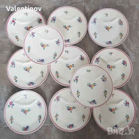 Старинен керамичен сервиз чинии- Dieppe- Франция 