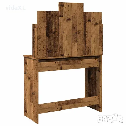vidaXL Тоалетка с LED осветление Старо дърво 96x40x142 cm, снимка 9 - Тоалетки - 56148307