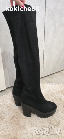Велурени чизми на ток, снимка 4 - Дамски ботуши - 52855342