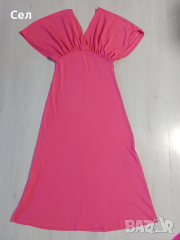 Дълга розова рокля С, снимка 2 - Рокли - 50842580