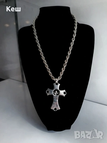 Сребърен синджир с кръст 61.24гр., снимка 2 - Колиета, медальони, синджири - 54293525