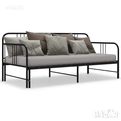 vidaXL Разтегателна кушетка рамка за легло черна метал 90x200 см, снимка 2 - Спални и легла - 56146796