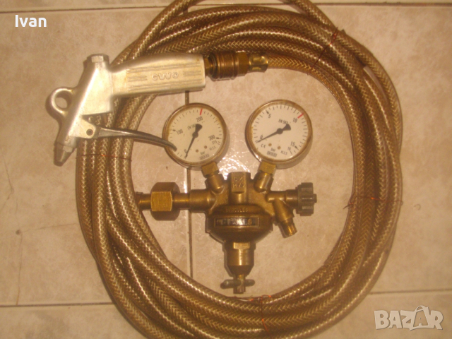 EWO-Немски Профи Пистолет почистване ръжда с въздух от компресор Комплект-10м Маркуч/Редуцир Вентил, снимка 2 - Компресори - 44670563