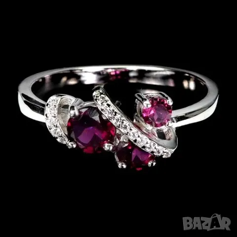 925 Сребърен пръстен с родолит гранат. Халка 8/57/18.19, снимка 1