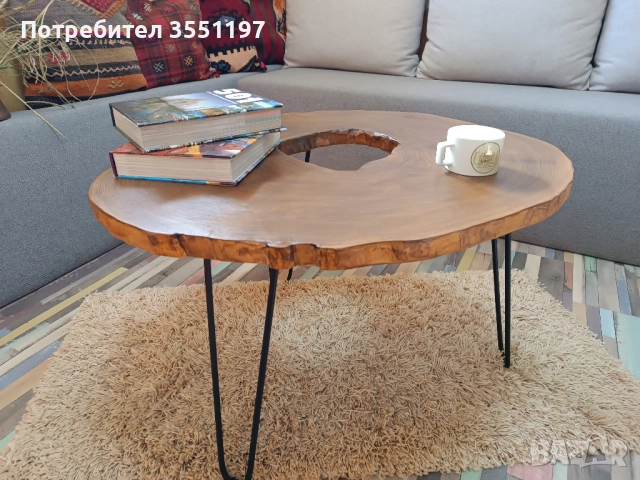 Холна маса от масивен плот с жив ръб, снимка 6 - Маси - 52335573