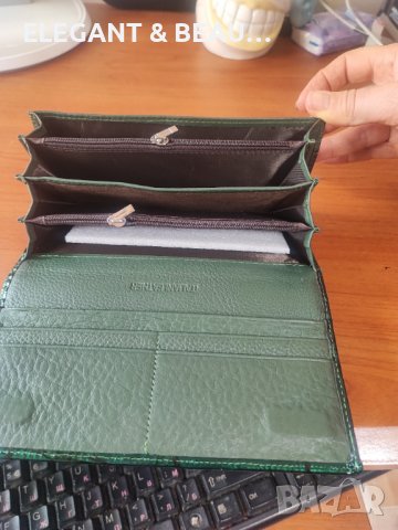 Лачено дамско портмоне от естествена кожа  с вътрешен монетник, снимка 4 - Портфейли, портмонета - 37930623