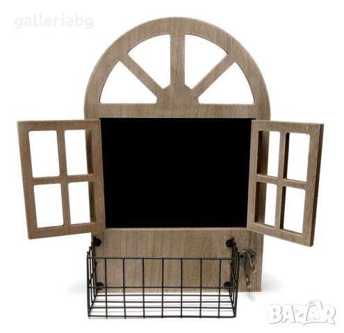 Декоративна закачалка с форма на прозорец с метално кошче