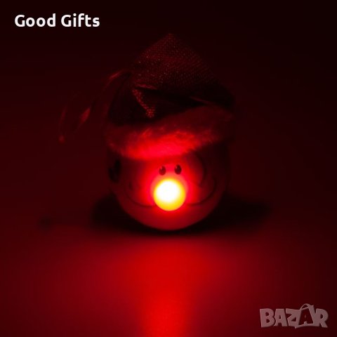 3 броя LED светеща коледна топка Дядо Коледа, 7.5см, снимка 2 - Декорация за дома - 42687621