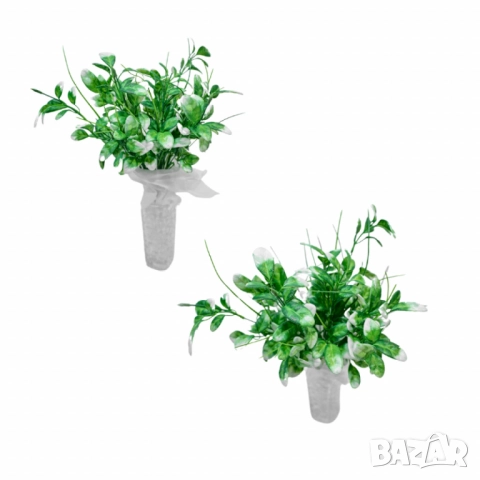 Изкуствена аранжировка от зелени клонки с бели акценти – Стилна нотка свежест за интериора, снимка 5 - Други стоки за дома - 52137814