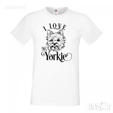 Мъжка тениска I Love My Yorkie Dog,Куче, животно,подарък,изненада, снимка 2 - Тениски - 36935819