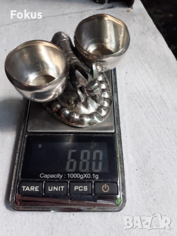 Стара малка антикварна сребърна солница с магаре маркировки, снимка 7 - Антикварни и старинни предмети - 53327536