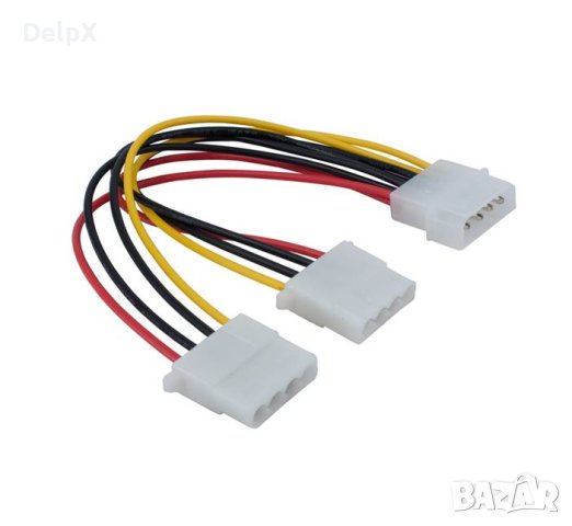 Захранващ кабел MOLEX-F/2xMOLEX-M 4pin за компютър 0,2m 220V, снимка 1