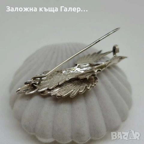 Винтидж сребърна брошка 925 „Птица Феникс“ – 6,24 г, снимка 5 - Други - 54214821