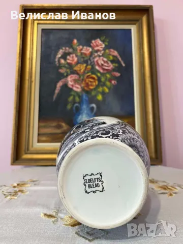 Прекрасна Delft ваза в перфектно състояние.Маркирана., снимка 4 - Вази - 49688371