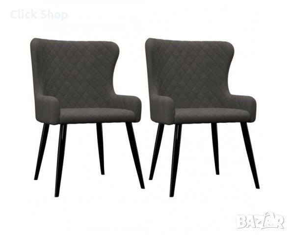 Трапезни столове, 2 бр, сиви, кадифе, снимка 1 - Столове - 40634310