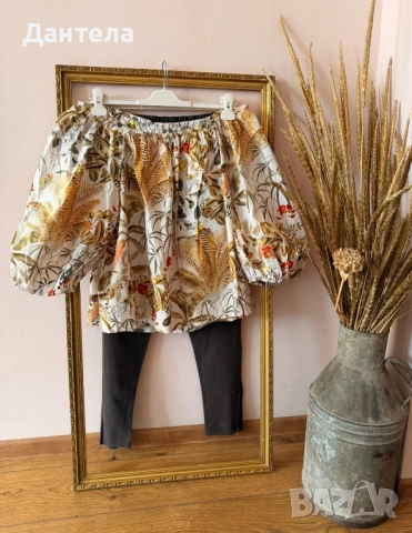 H&M Ефирна дамска риза с тропически мотиви, снимка 5 - Ризи - 54229018