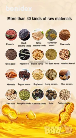 Електрическа преса за олио от ядки, семена, слънчоглед, маслини и др , снимка 13 - Кухненски роботи - 47515803