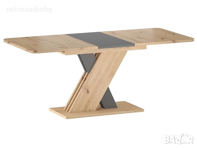  Разтегателна трапезна маса Ексел 140-180x85 дъб артисан - антрацит, снимка 2 - Маси - 52822862