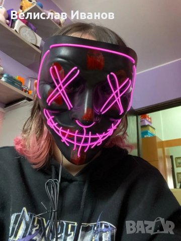 Уникална LED маска с розов цвят. НОВО., снимка 2 - Други игри - 40072152