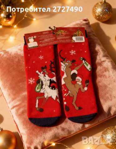 Луксозни Коледни Термо Чорапи, снимка 7 - Дамски чорапи - 52666390