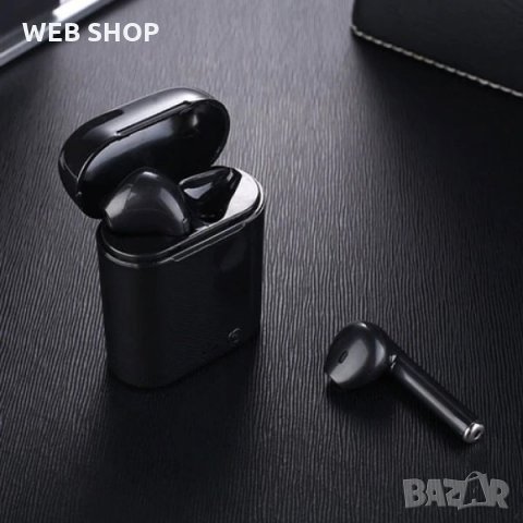 Безжични слушалки i7S с кутия за зареждане 950 mAH i7S Black Edition , черни, снимка 1 - Безжични слушалки - 31995361