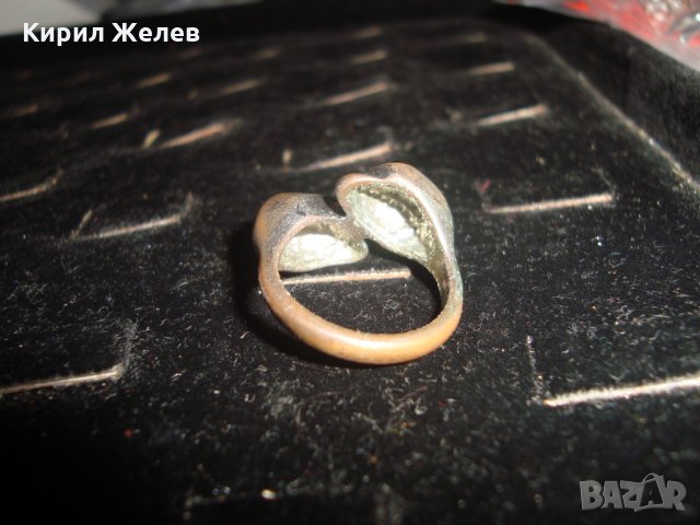 2 ЦЕЛУВАЩИ се ЗМИИ СТАР МЕДЕН ПОСРЕБРЕН ПРЪСТЕН 17538, снимка 5 - Пръстени - 31230633