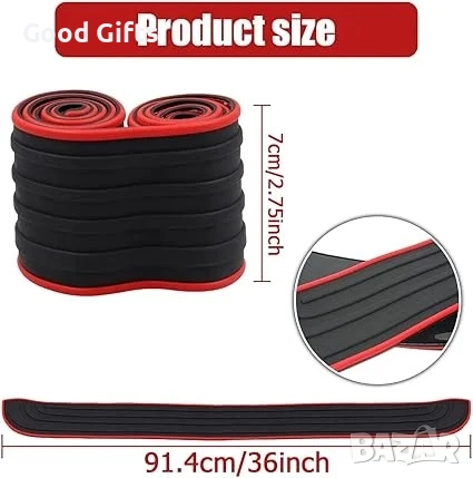 Гумена лайсна протектор за багажник 90 x 7 см с червен кант – универсална защита за броня, снимка 10 - Аксесоари и консумативи - 52131689