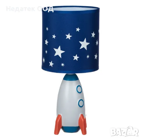 Детска настолна лампа, 3D ракета,14x14x31см, Синя