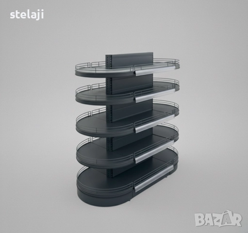 Заоблени рафтове за островен стелаж - гондола., снимка 2 - Стелажи и щандове - 49447938