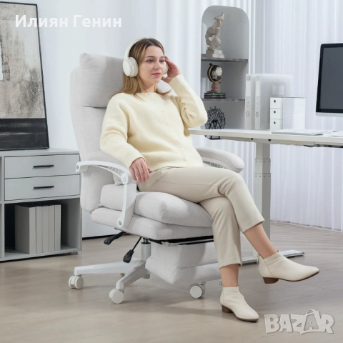 Офис стол HOMCOM, имитация на лен, снимка 2 - Столове - 52348263