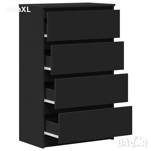 vidaXL Сайдборд, черен, 60x35x98,5 см, инженерно дърво, снимка 5 - Бюфети - 56147688