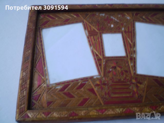 Старинна рамка за снимки ръчно изработена от сламки, снимка 7 - Антикварни и старинни предмети - 36599519