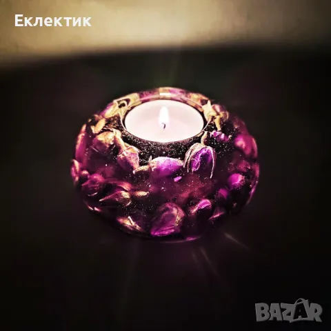 Свещник със сухи розови пъпки, снимка 6 - Вази - 50041110