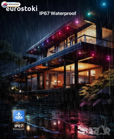 Интелигентни външни светлини LPHIANX, 30 м, 80 LED, RGB смарт постоянни външни светлини, управление , снимка 4 - Външни лампи - 51705098