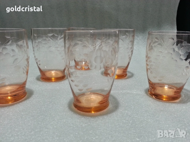 ретро стъклени чаши цветно стъкло , снимка 5 - Антикварни и старинни предмети - 51628940