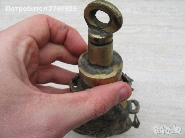 Интересна Стара Месингова Барутница паласка фишеклък пушка пищов възстановка , снимка 5 - Колекции - 39513329