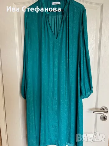 Нова сатенена сатен зелена ежедневна елегантна рокля Samsøe Samsøe , снимка 4 - Рокли - 50023848