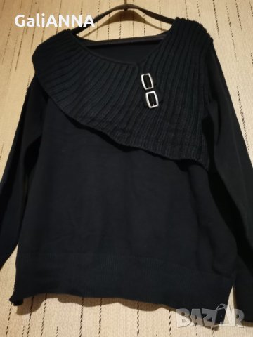 СТРАХОТЕН ПУЛОВЕР С ЕФЕКТНА ЯКА РАЗМЕР 2XL, снимка 4 - Блузи с дълъг ръкав и пуловери - 35371153