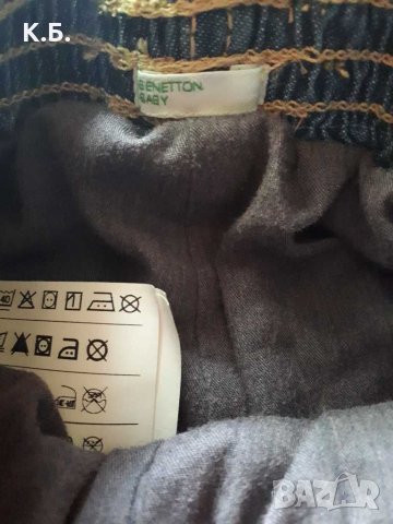 Бебешки дънки Benetton 0/3 месеца, снимка 4 - Панталони и долнища за бебе - 29147655