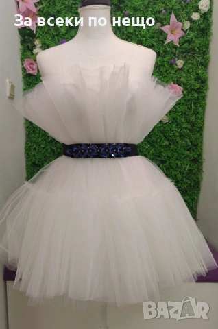 Къса Ефирна Тюлена Рокля Без Презрамки - Различни Цветове  Код Roni33, снимка 8 - Рокли - 54011619